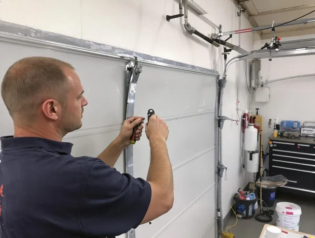 Before and after garage door dent repair by San Gabriel Garage Door Repair in San Gabriel