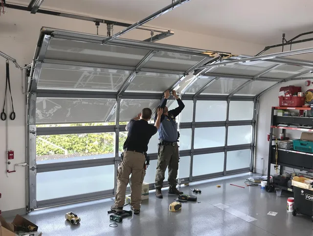 San Gabriel Garage Door Repair expert performing precise panel replacement on San Gabriel garage door